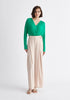 Paisie Draped Wrap Jersey Top in Green